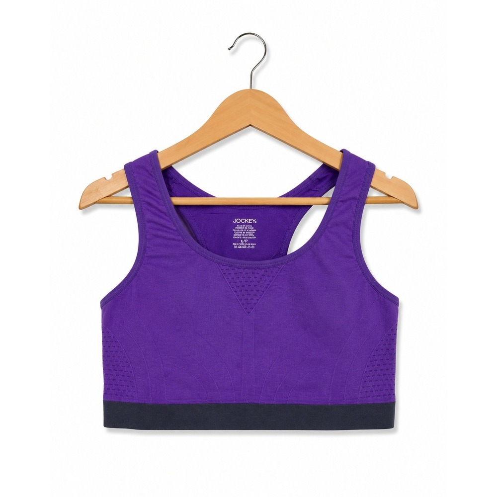 Jockey Womens Girls Sports Bra Size Medium Purple Gray 30